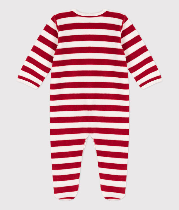Babies' Velour Sleepsuit red/white