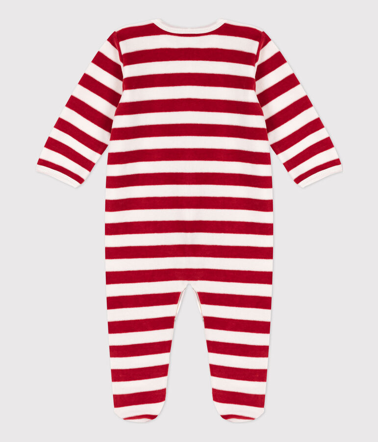 Babies' Velour Sleepsuit red/white