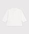 Babies' long-sleeved plain cotton polo shirt white