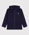 Children's plain zip-up cotton hoodie SMOKING blue