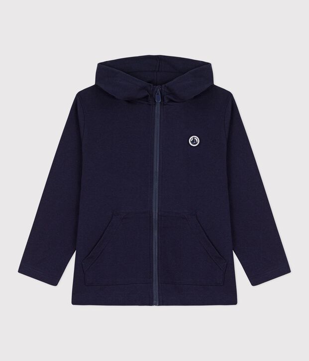 Children's plain zip-up cotton hoodie SMOKING
