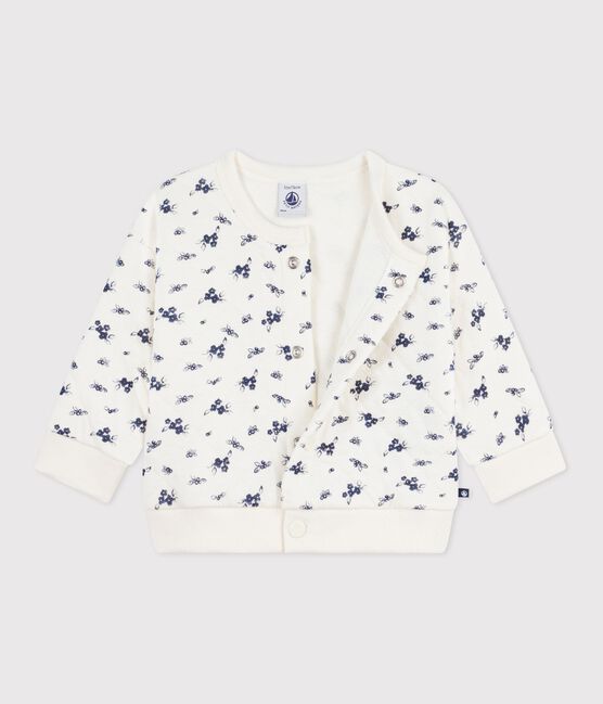 Babies' floral-print cotton cardigan MILK blue/SOIR