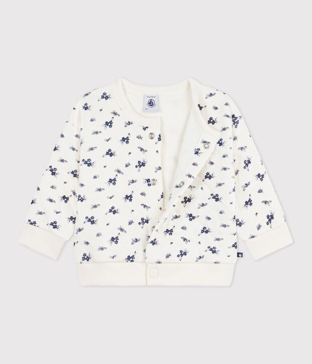 Babies' floral-print cotton cardigan blue/blue