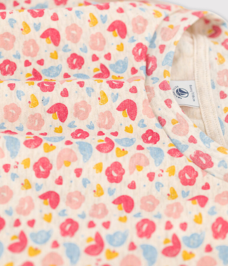 Girls' Long-Sleeved Wool/Cotton Dress MONTELIMAR beige/MULTICO white