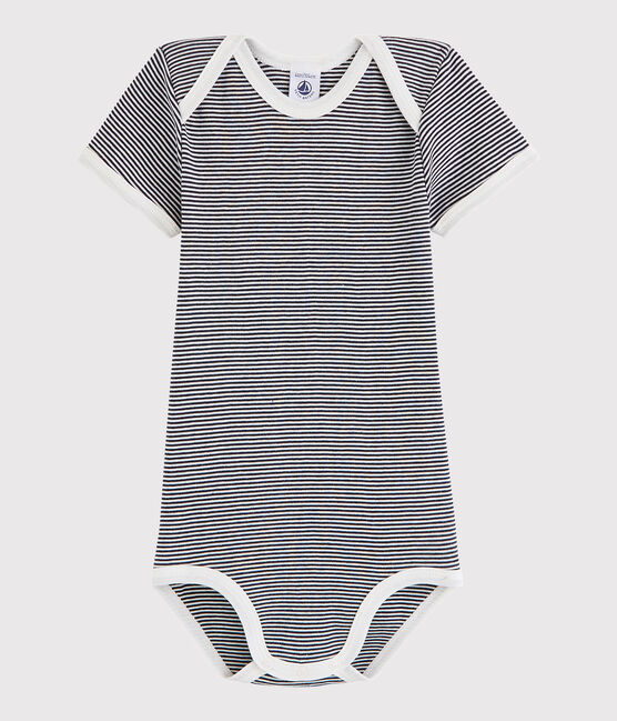 Unisex Babies' Short-Sleeved Bodysuit SMOKING blue/MARSHMALLOW white