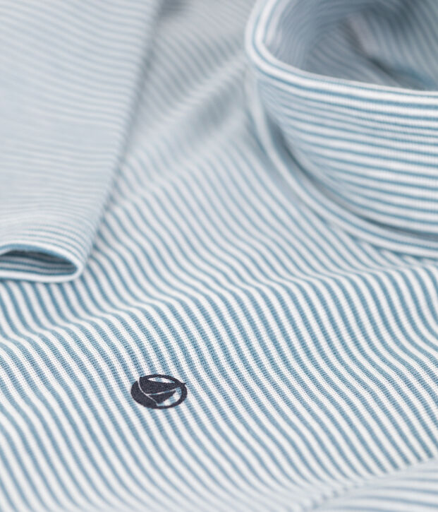 Children's Unisex Stripy Cotton Polo Neck blue/white