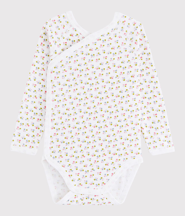 Baby Girls' Long-Sleeved Wrapover Bodysuit white/multicolor