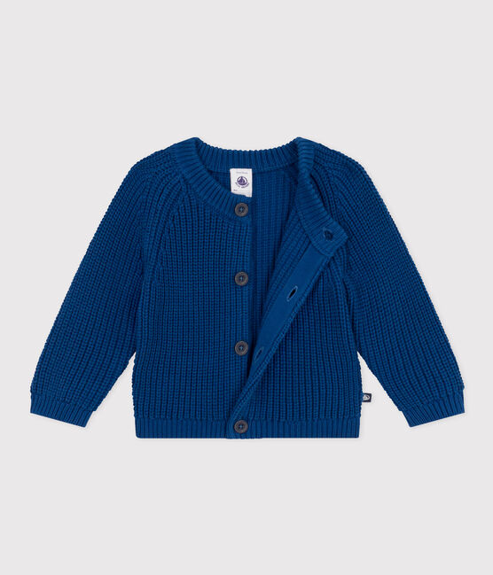 Babies' Knitted Cotton Cardigan INCOGNITO blue