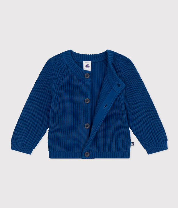 Babies' Knitted Cotton Cardigan blue
