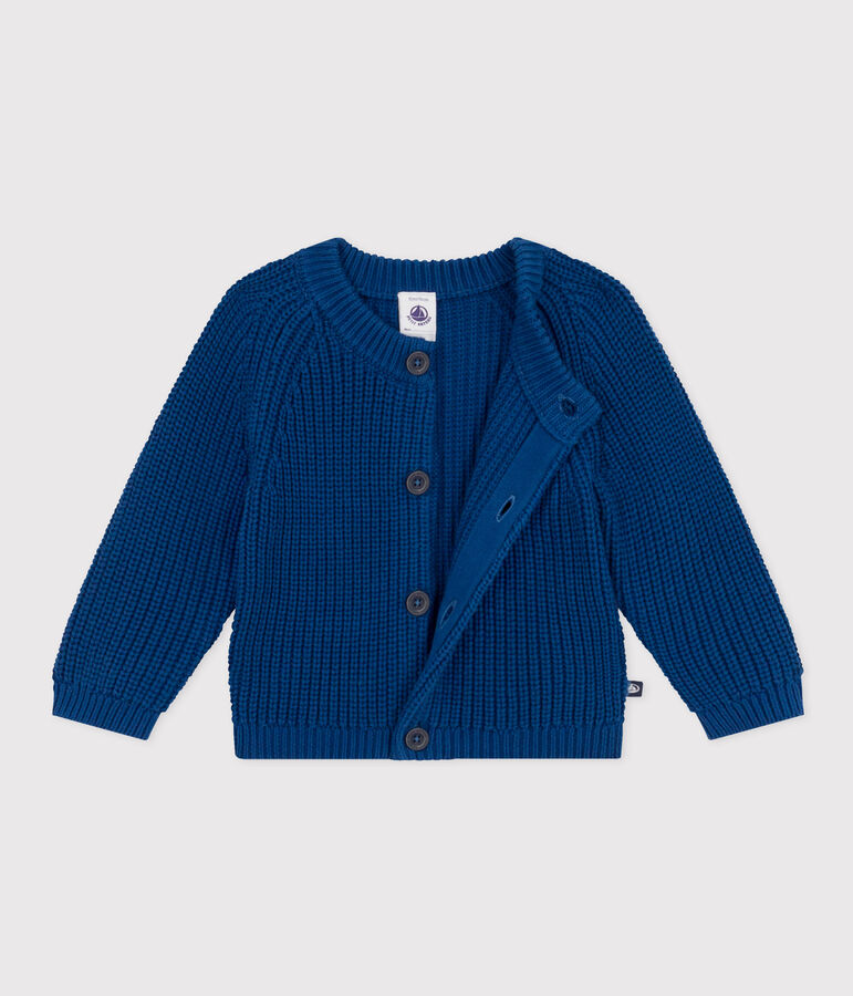 Babies' Knitted Cotton Cardigan blue
