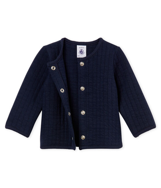 Baby girls' cardigan in quilted tube knit SMOKING blue