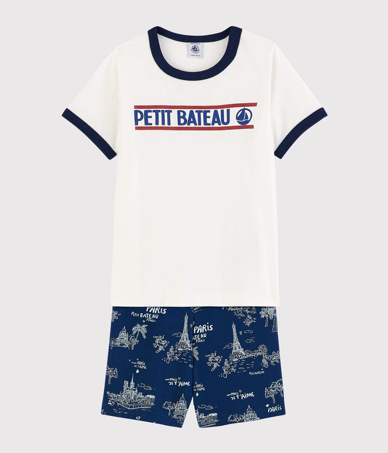 Boys' Toile de Jouy Paris Cotton Short Pyjamas blue/multicolor