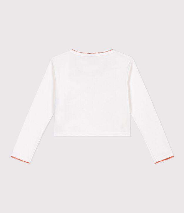 Children's plain cotton wrapover cardigan white