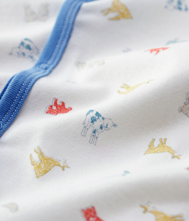 Babies' Footless Animal Patterned Organic Cotton Sleepsuit white/multicolor