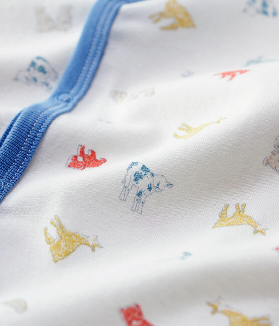 Babies' Footless Animal Patterned Organic Cotton Sleepsuit MARSHMALLOW white/MULTICO white