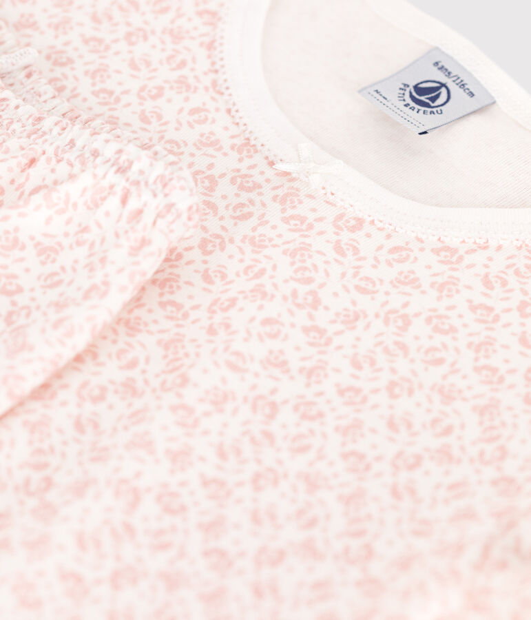 Children's floral print cotton capri pyjamas white/pink