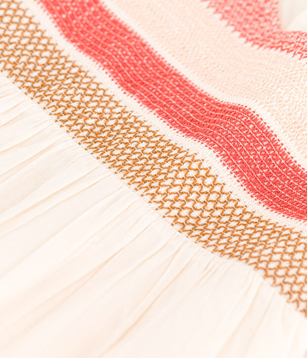 Babies' Smocked Short-Sleeved Dress Ecru/multicolor