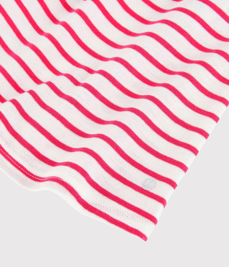 Baby Girls' Short-Sleeved Stripy Ribbed Dress white/pink