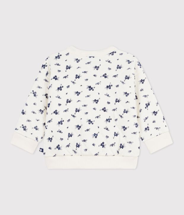 Babies' floral-print cotton cardigan blue/blue