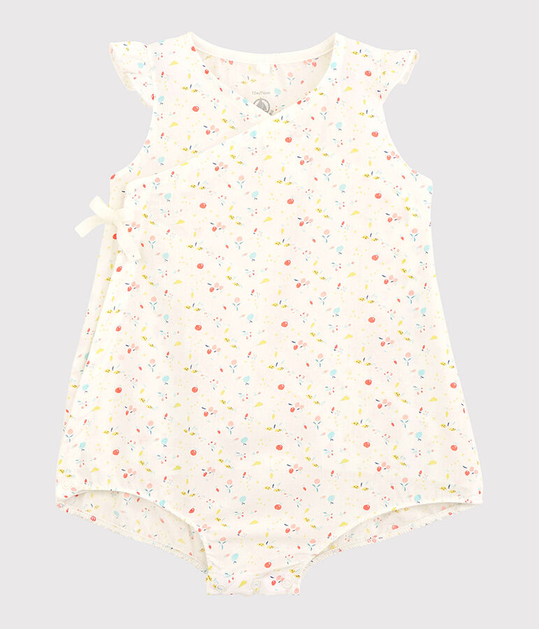 Baby Girls' Floral Organic Cotton Woven Tube Knit Playsuit MARSHMALLOW white/MULTICO white