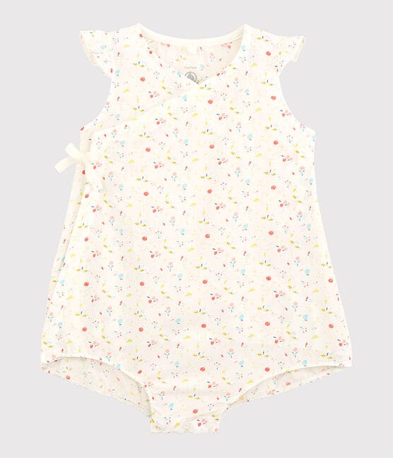 Baby Girls' Floral Organic Cotton Woven Tube Knit Playsuit MARSHMALLOW white/MULTICO white
