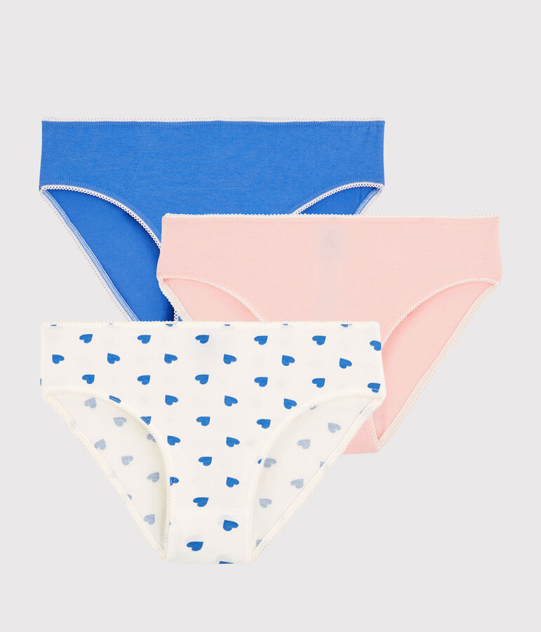 Girls' Heart Patterned Cotton and Elastane Briefs - 3-Pack multicolor