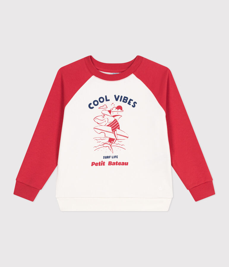 Children's printed cotton sweatshirt MARSHMALLOW red/SPI