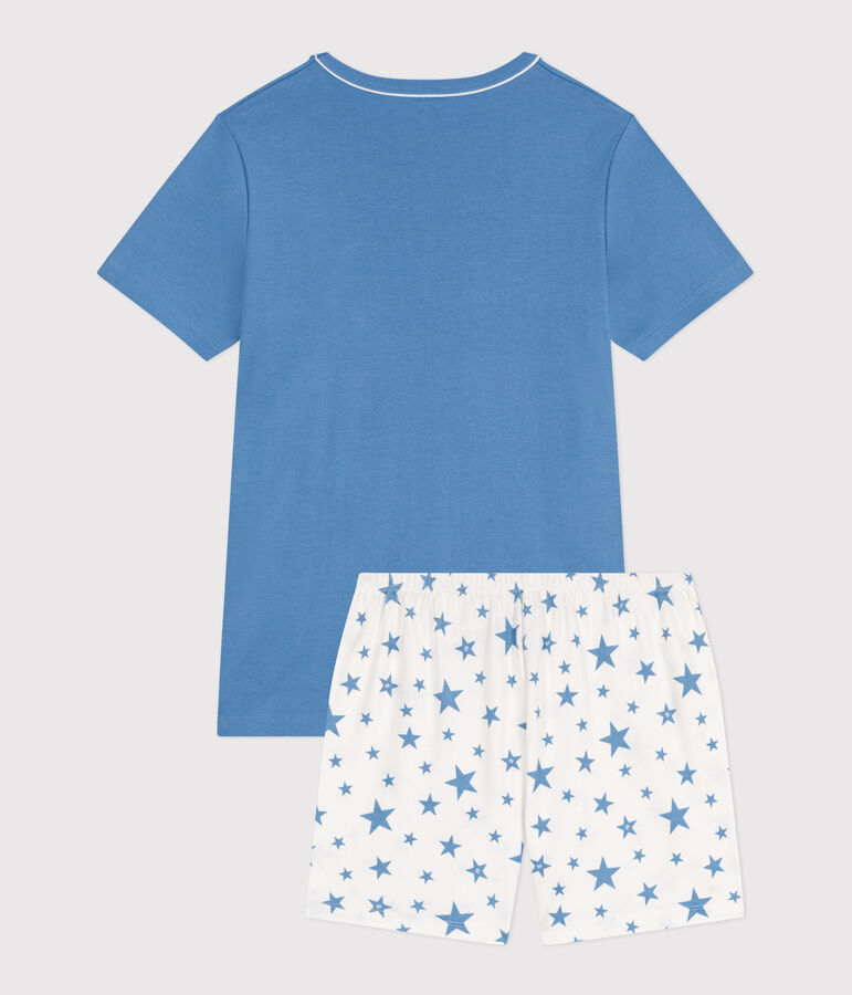 Children's short cotton pyjamas blue/white