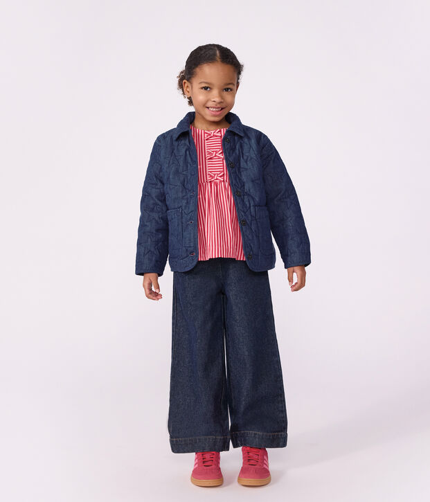 Children's jacket in plain denim with a stars motif blue