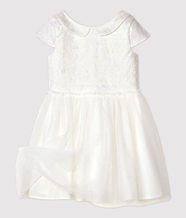 Girls' Tulle and Jacquard Formal Dress white