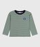 Children's long-sleeved stripy cotton T-shirt WILLOW green/MONTELIMAR:WILLOW /MONTELIMAR