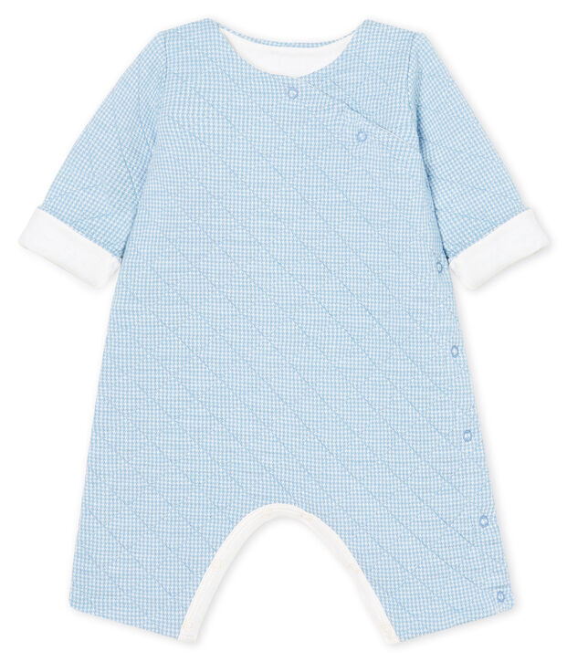 Babies' Long Jumpsuit in Quilted Tube Knit blue/white