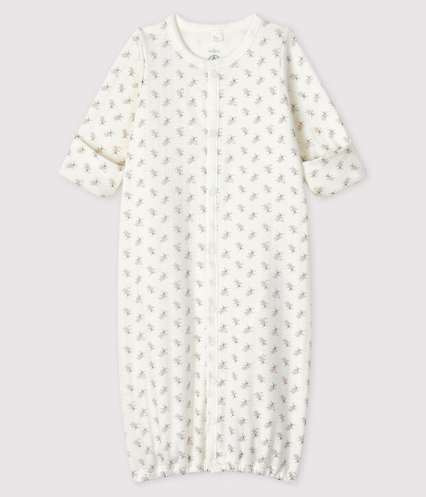 Babies' Rabbit Print Organic Cotton Jumpsuit/Sleeping Bag white/multicolor