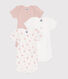 Babies' short-sleeved flower-patterned cotton bodysuits - 3-pack