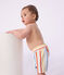 Babies' stripy swim shorts MARSHMALLOW white/MULTICO white