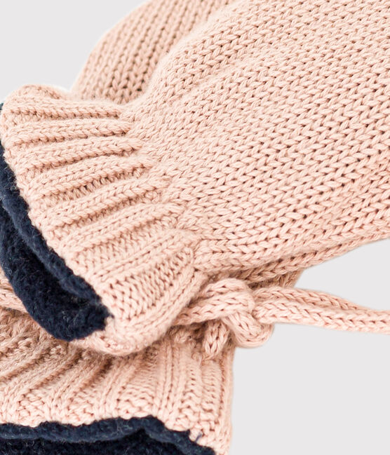 Babies' Knit Mittens with Recycled Fleece Lining SALINE pink