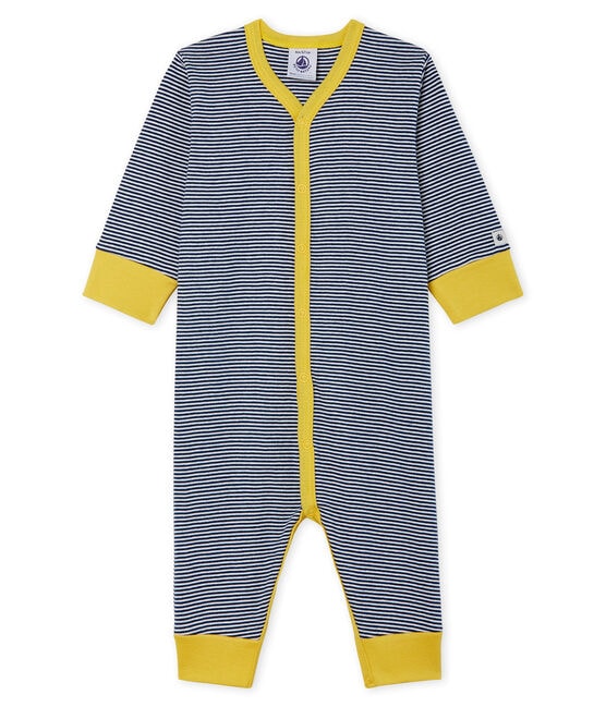 Baby Boys' Footless Ribbed Sleepsuit MEDIEVAL blue/MARSHMALLOW white