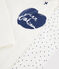 Girls' Mini-Hearts Ribbed Pyjamas MARSHMALLOW white/MEDIEVAL blue