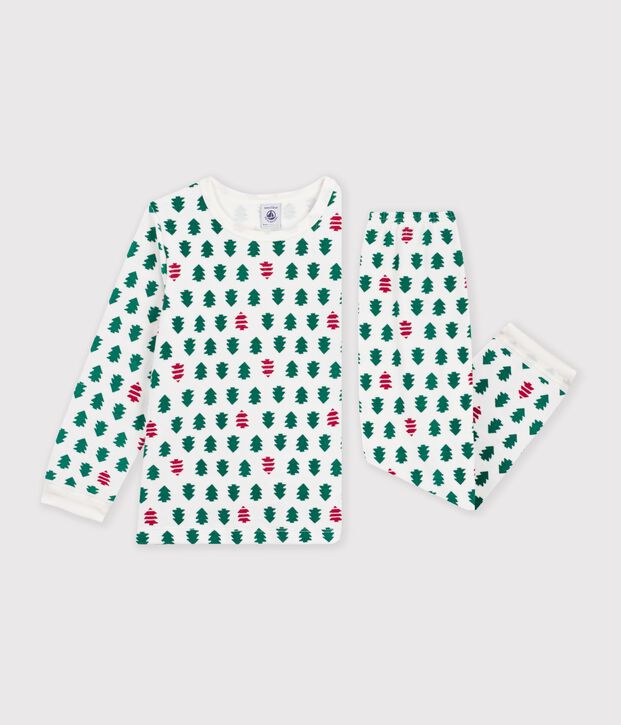 Children's printed velour pyjamas white/multicolor