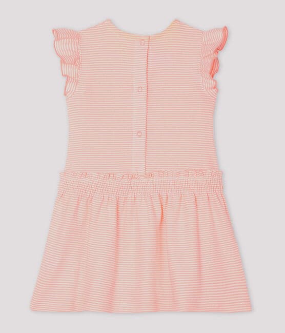 Baby Girls' Pinstriped Dress PATIENCE pink/MARSHMALLOW white