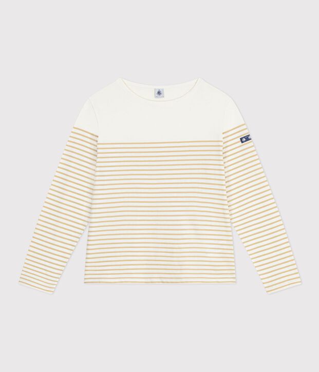 Women's cotton Breton T-shirt top beige/beige