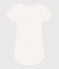Babies' short-sleeved plain cotton body MARSHMALLOW white