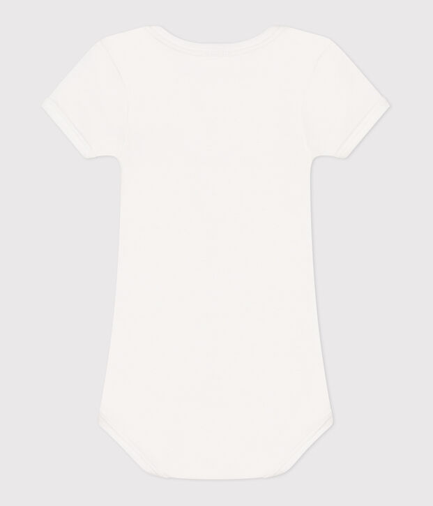 Babies' short-sleeved plain cotton body white