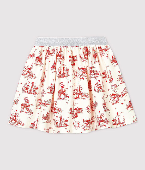 Girls' Fleece Skirt MARSHMALLOW white/TERKUIT red