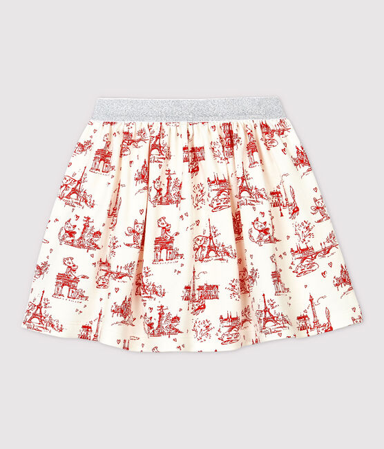 Girls' Fleece Skirt MARSHMALLOW white/TERKUIT red