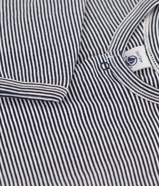 Babies' Cotton Cardigan  SMOKING blue/MARSHMALLOW white