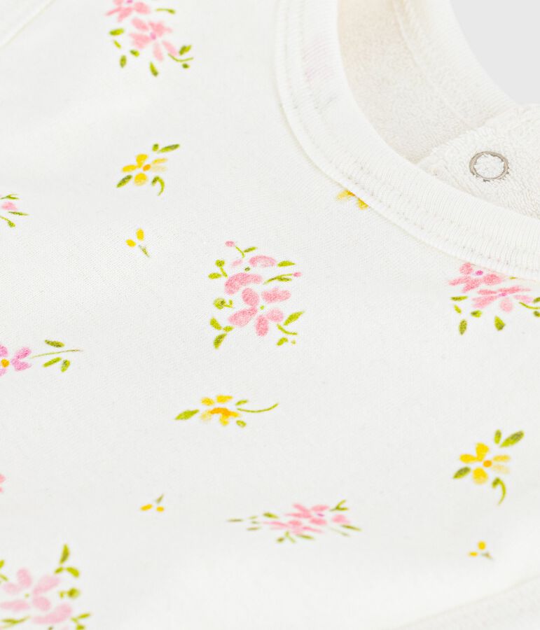 Newborn babies' printed cotton bib MARSHMALLOW white/MULTICO white