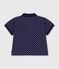 Babies' short-sleeved cotton polo shirt printed with boats blue/white
