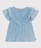 Children's plain short-sleeved cotton blouse BLEU CLAIR blue