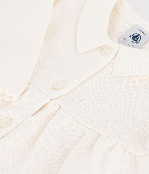 Babies' plain knitted dress white